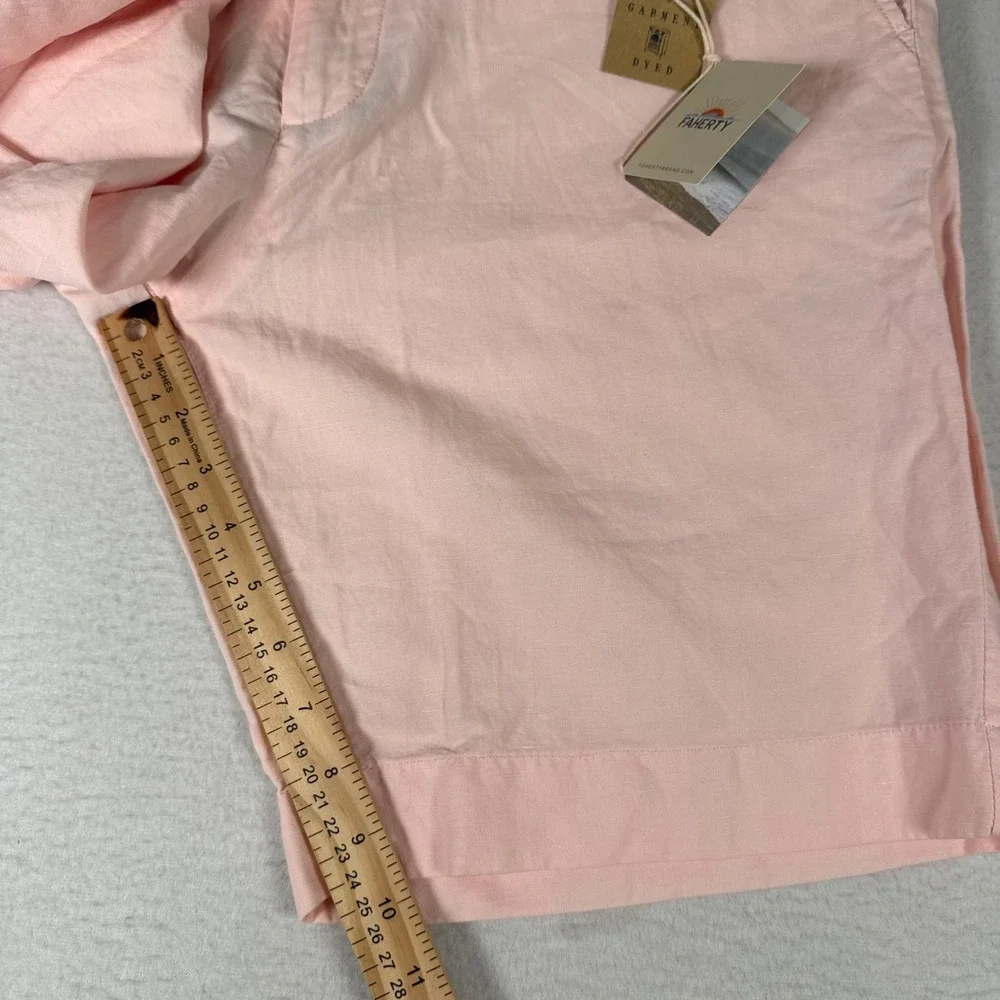 Faherty Shorts Mens 36 Pink Linen Coastal Garment Dyed 9 Inseam Summer Beach New